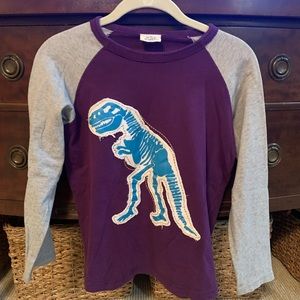 MINI Boden Boys Size 9/10 Purple Distressed long sleeve dinosaur Tshirt